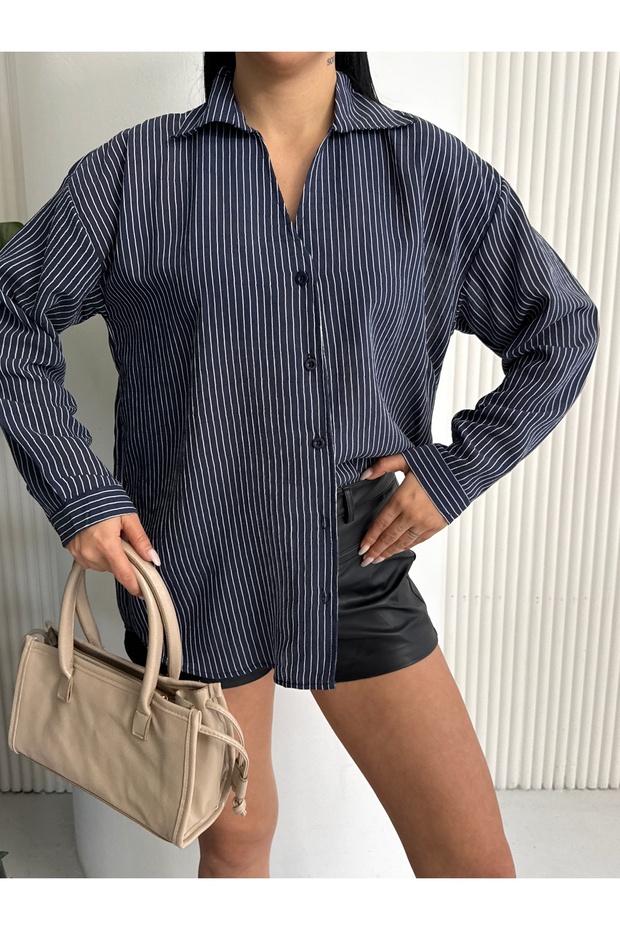 ÇİZGİLİ OVERSİZE GÖMLEK - 4