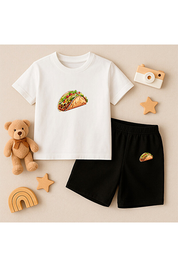 T-Shirt Shorts Kids Set 100% Cotton Comfortable Cut Casual Cute Printed 2-Piece Combination
