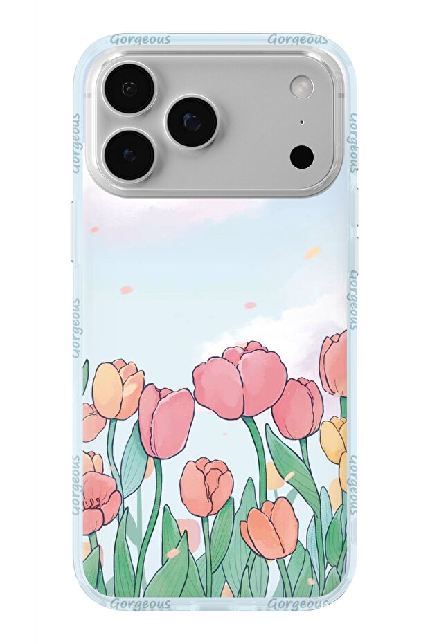 iPhone 17 Pro Compatible Tulips Design Printed Transparent Case - 1
