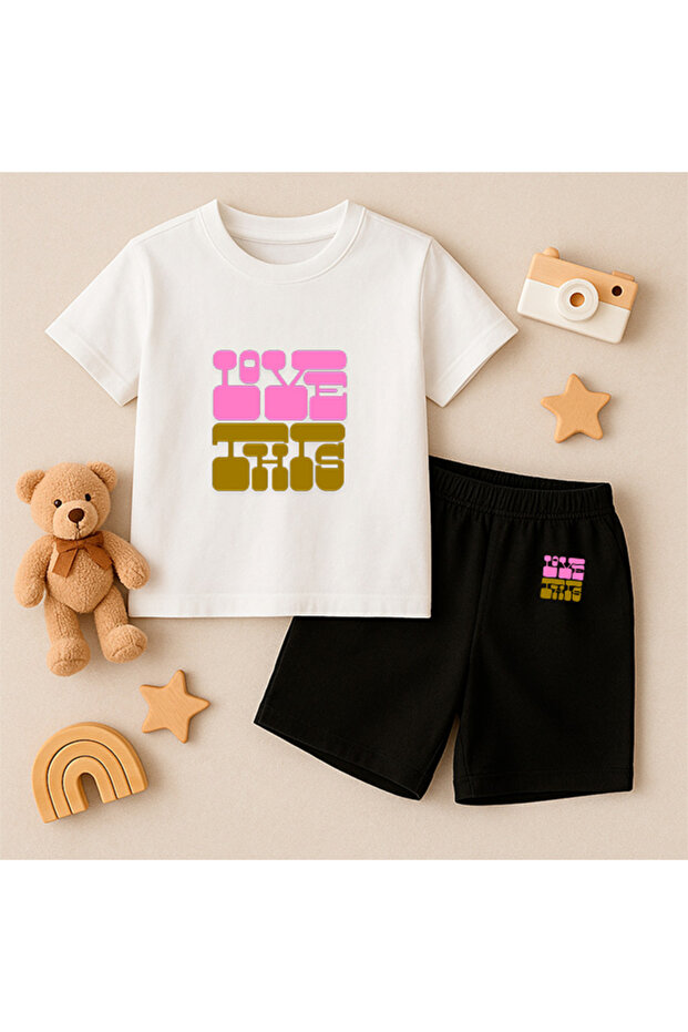 T-Shirt Shorts Kids Set 100% Cotton Comfortable Cut Casual Cute Printed 2-Piece Combination