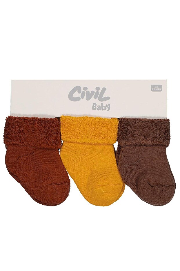 Basic Curly Towel 6-3 Piece Baby Boy Sock Set