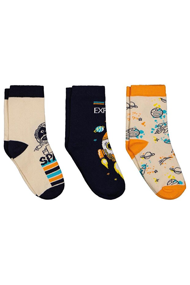 Space 3-Piece Men's Socks for Ages 2-12 - Standard for 4-5 Years Old