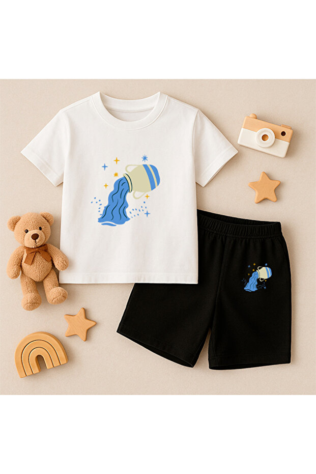 T-Shirt Shorts Kids Set 100% Cotton Comfortable Cut Casual Cute Printed 2-Piece Combination