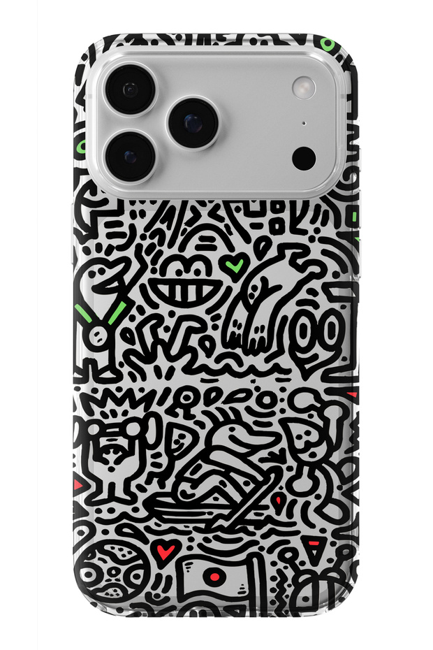 iPhone 17 Pro Max Compatible Mr Doddle Design Printed Transparent Case - 1