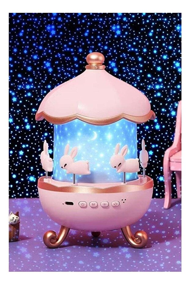 Rabbit Star Projector Night Light for Kids – 6 Film Rotating Galaxy & Starry Sky Projector