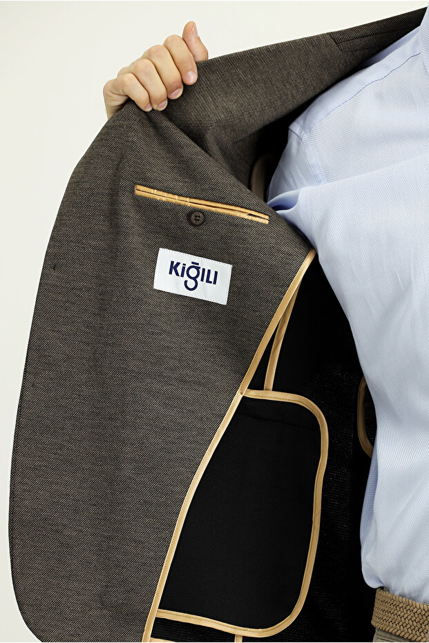 Regular Fit Klasik Desenli Örme Ceket - 5