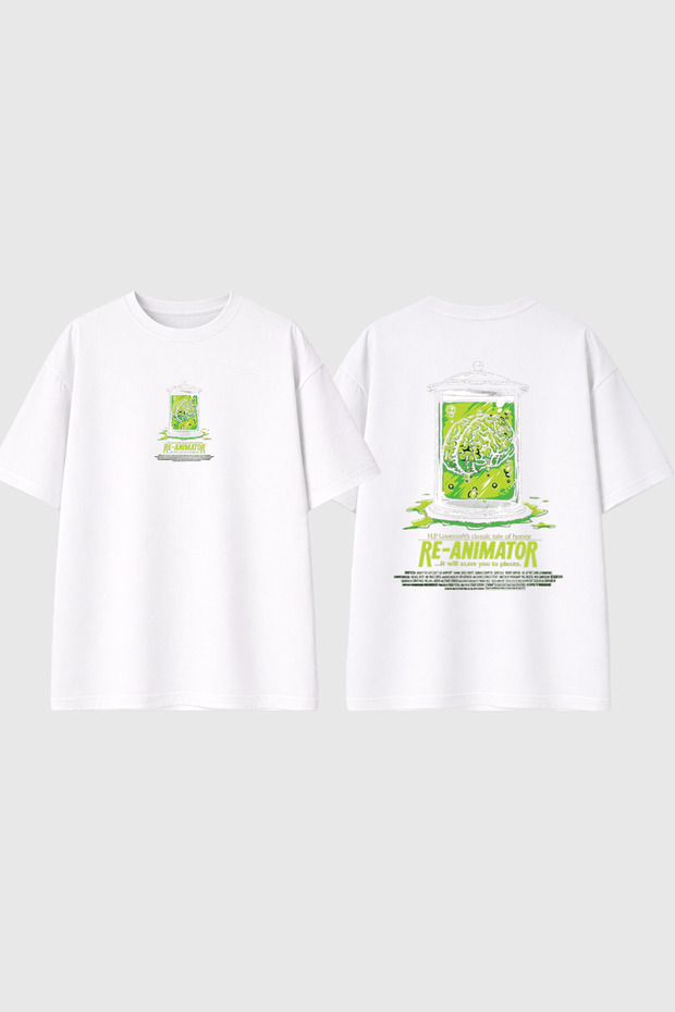 Re Animator Design Printed White Oversize t Shirt