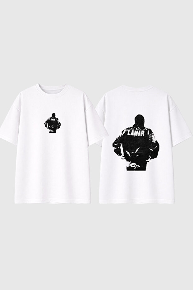 Lamar Design Printed White Oversize t Shirt