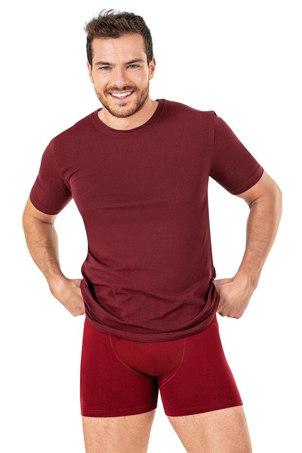 Men's Burgundy Crew Neck Half Sleeve T-Shirt
