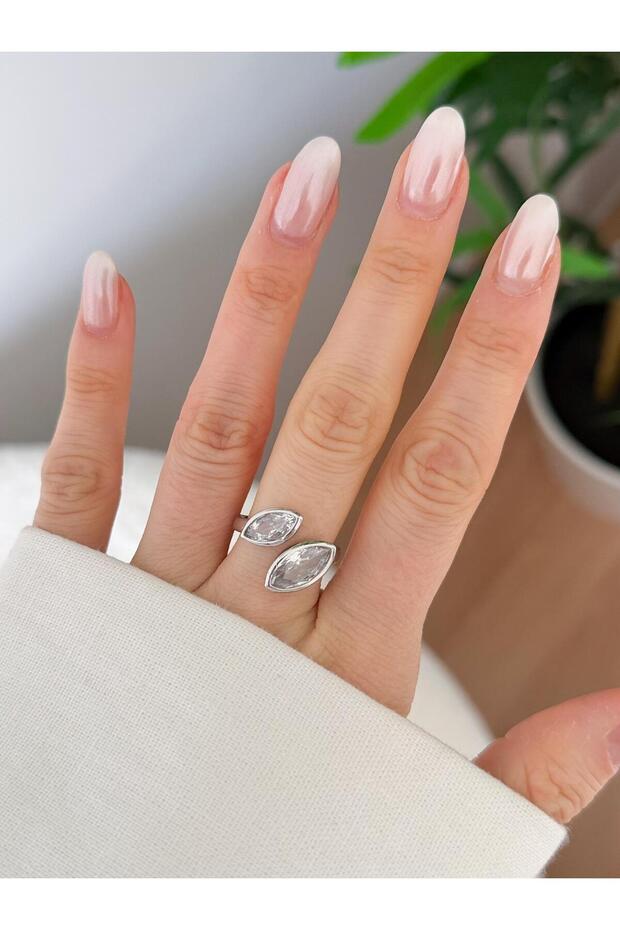 خاتم من الفولاذ بحجر واحد (قابل للتعديل) - 1