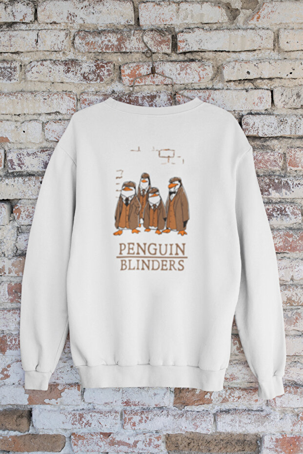 Penguin Blinders Printed Cotton Long Sleeved 3 Yarn Thread Patterned Unisex Sweatshirt