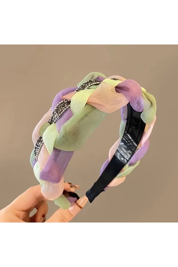 Hei Lila Purple Green Colorful Tulle Pearl Detailed Elegant Daily Use Women's Crown