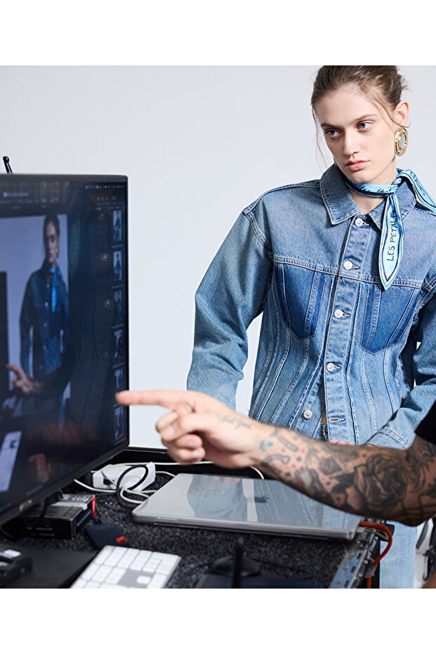 Raw edge denim ceket - 1