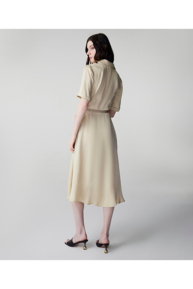 Kemerli cupro elbise - 6