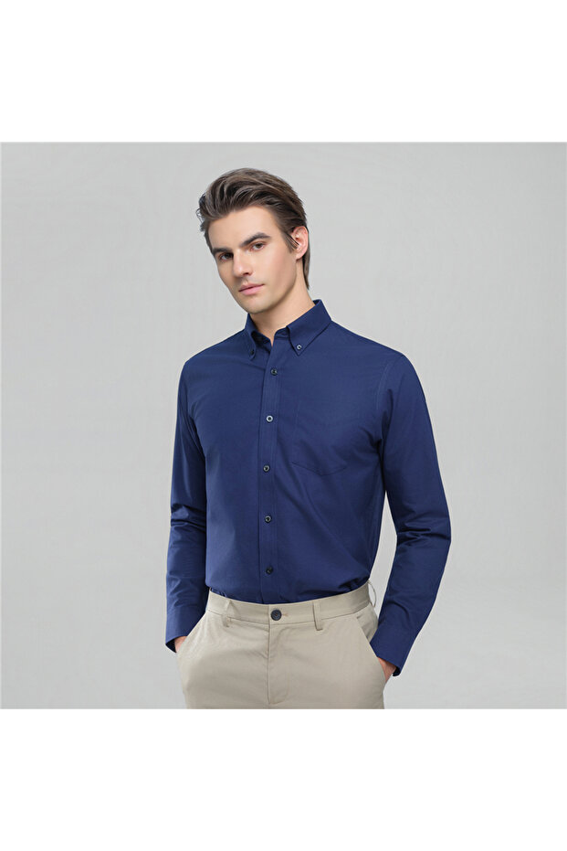 Men’s Cotton Long-Sleeve Wrinkle-Free Shirt