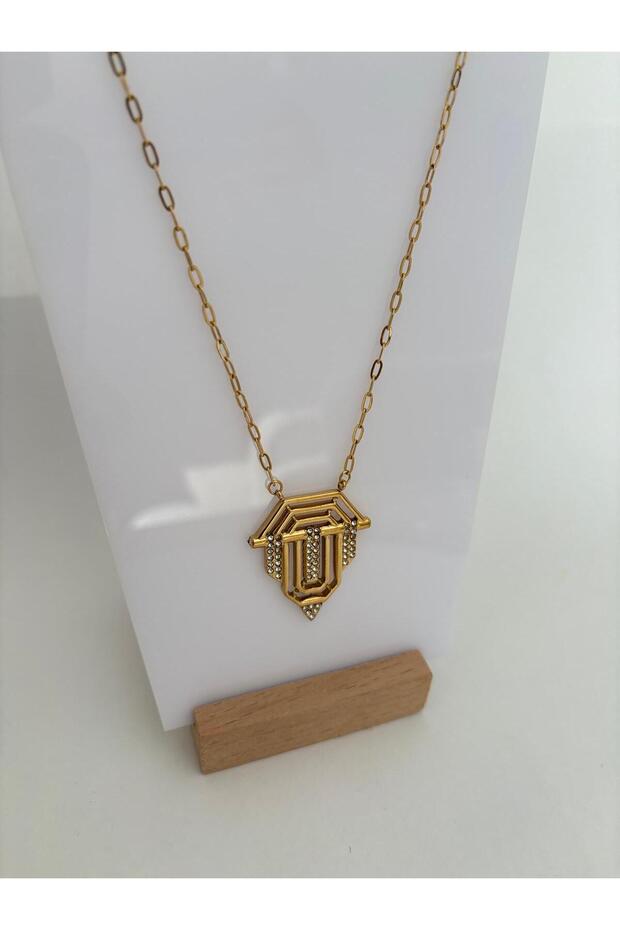 Large Size Serenay Model Gold Steel Necklace