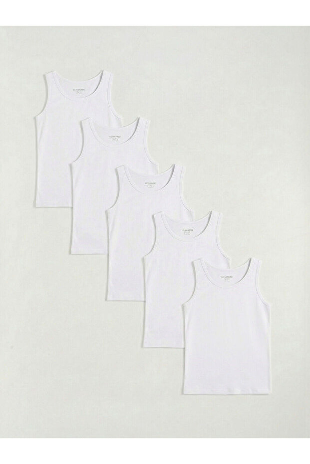 White Crew Neck Girls' Tank Top 5-Pack from Guli's Store