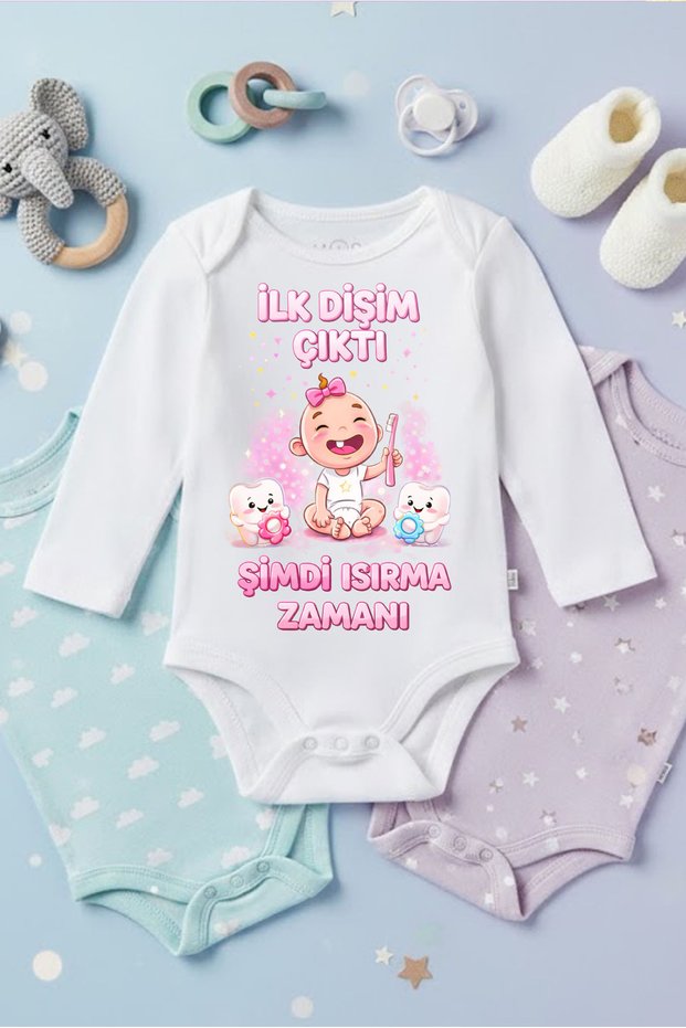 Baby Funny Printed Bodysuit My First Tooth Came Out Girl Printed 100% Cotton Bodysuit