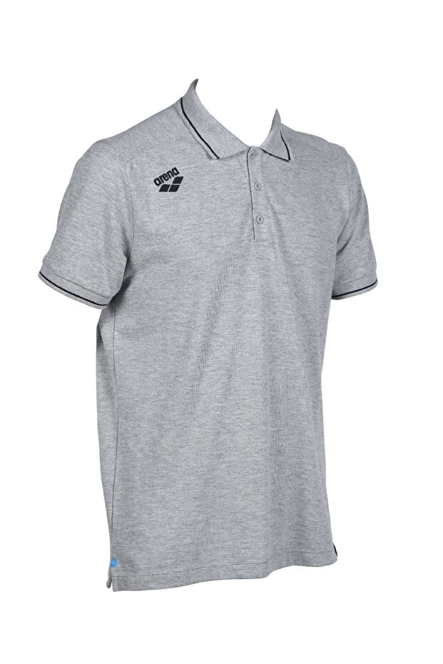 قميص بولو رياضي من القطن الخالص باللون الرمادي - 3