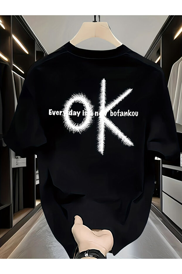 Ok Custom Printed Oversize Cotton Crew Neck T-Shirt