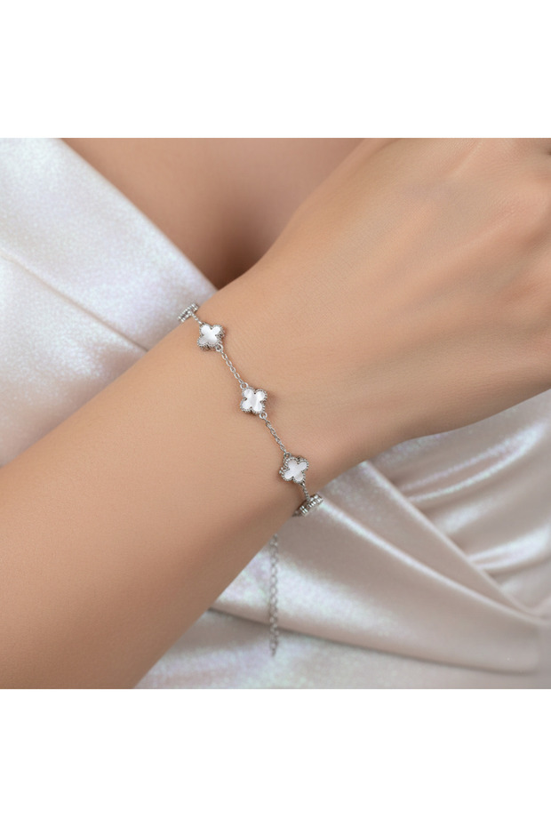 Beyaz Yonca Taşlı Van Cleef - 3