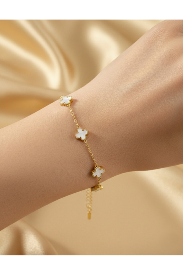 Beyaz Yonca Taşlı Van Cleef - 4