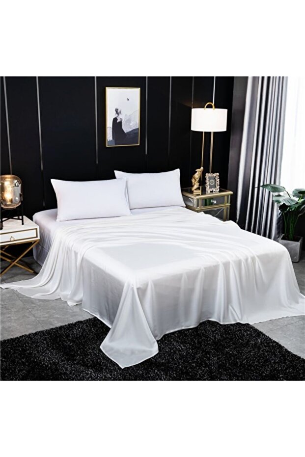White Cotton Satin Sheet and Pillowcase