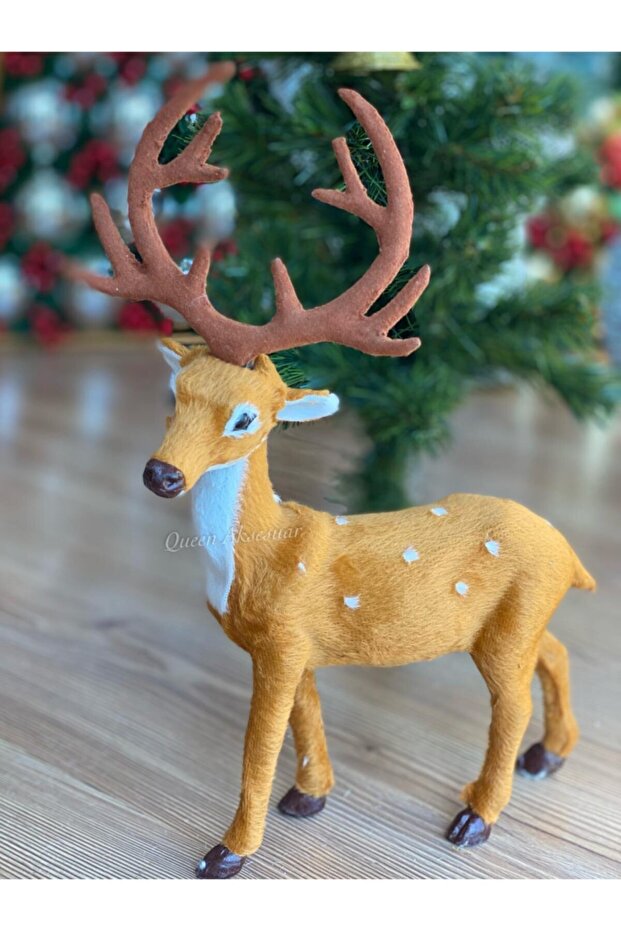 Christmas Special Realistic Deer-Looking Furry Deer Decoration Ornament Santa Claus Reindeer