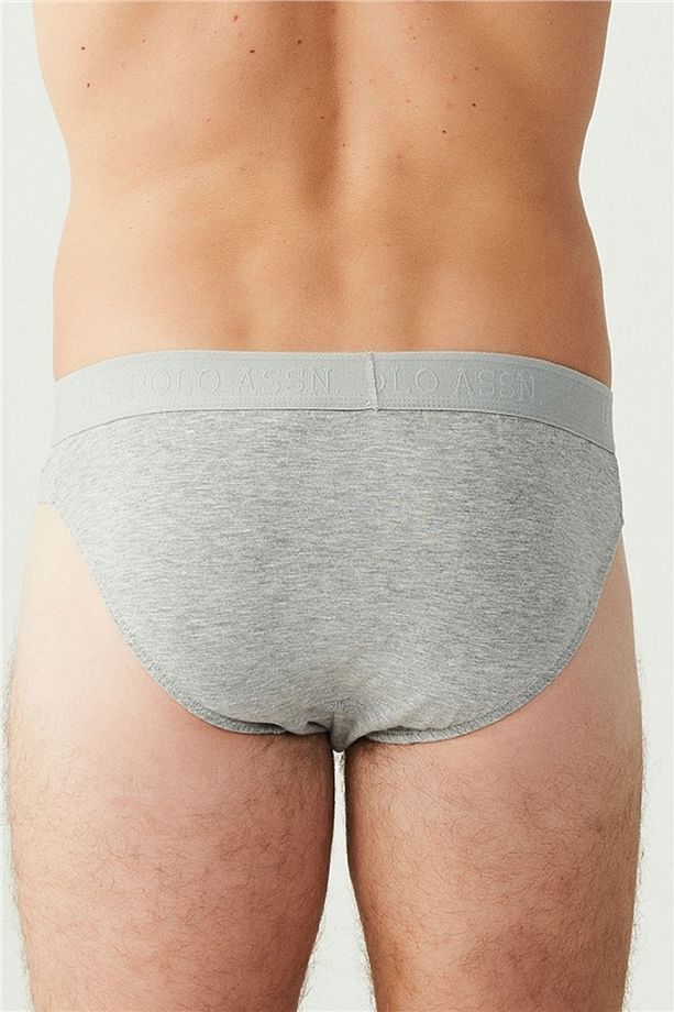 U.S. Polo Assn. Erkek Gri Melanj 3 Lü Slip Külot - 4
