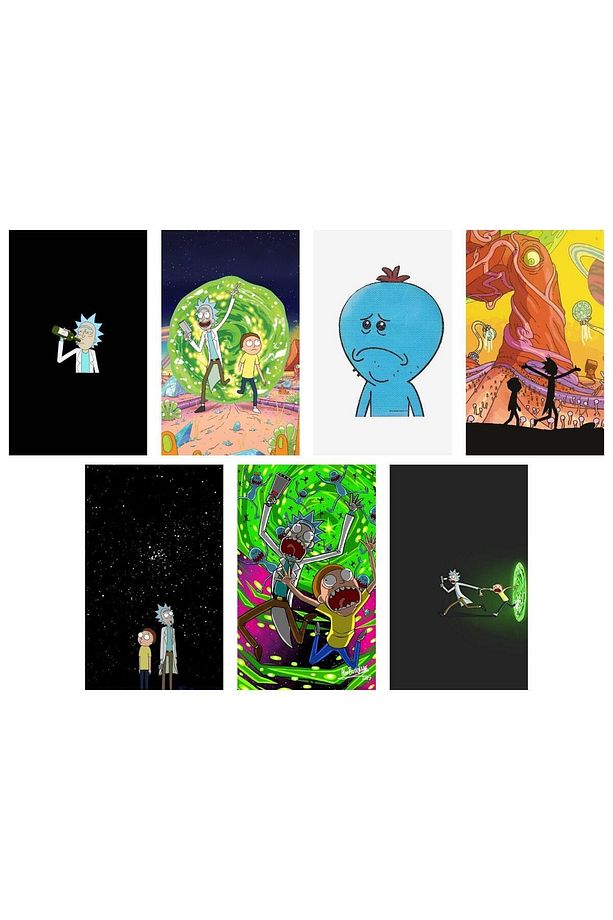 Rick And Morty Duvar Poster Seti - Kolaj Set - 40 Adet - Kalın Kuşe Kağıt - 10cm*14cm - 4