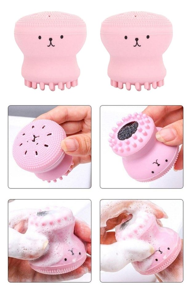 2 Pieces Mini Facial Skin Cleansing Brush - Exfoliating Effect, Silicone Easy Blackhead Remover