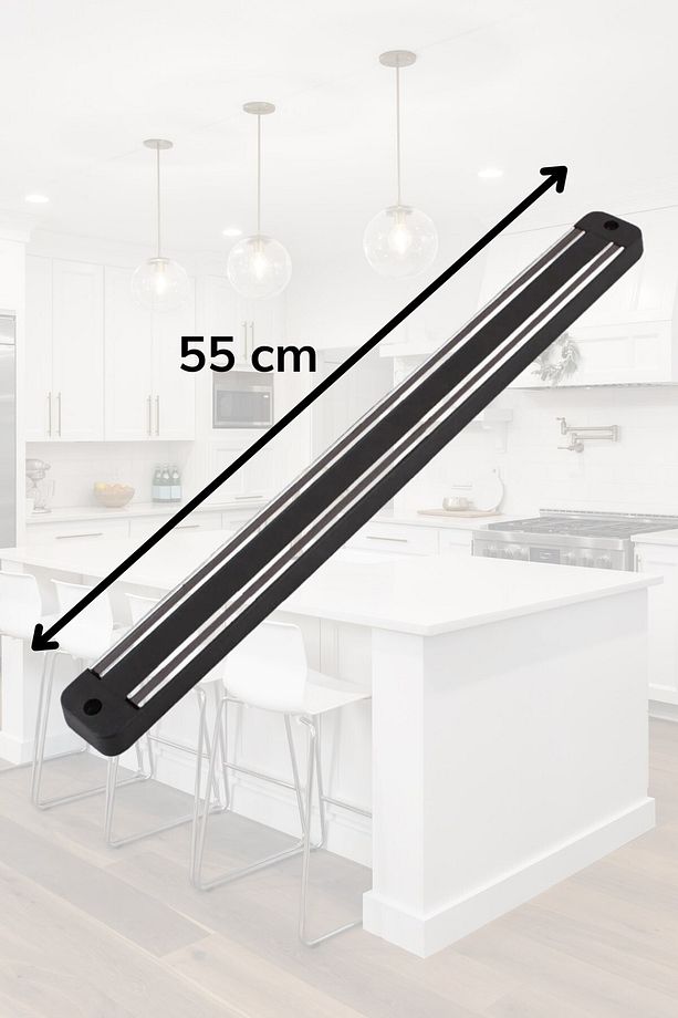 2 Adet Mıknatıslı Paslanmaz Duvar Bıçak Asma Askısı Standı 55 Cm Düzenleyici Aparatı - 3