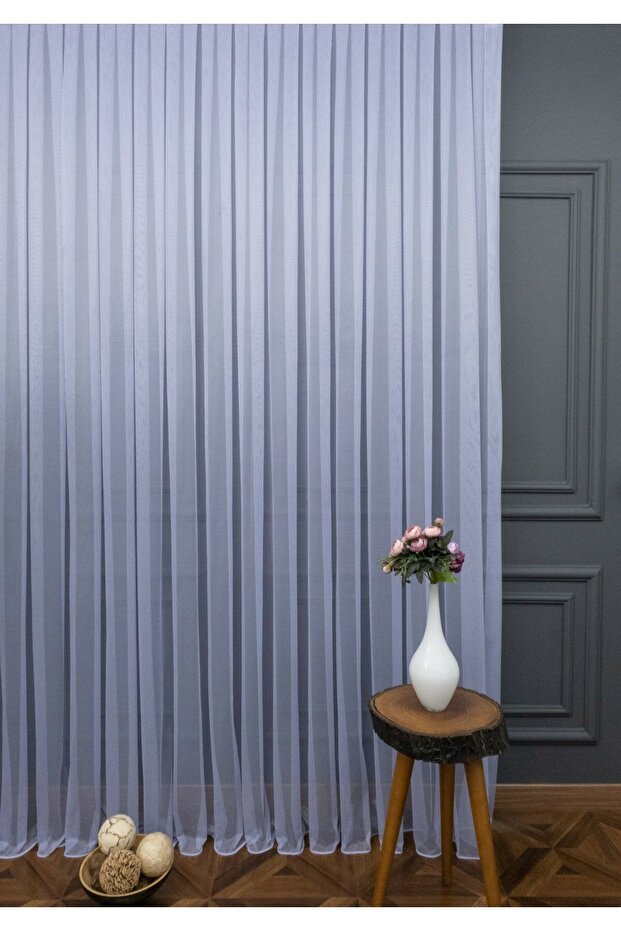 ستارة تول رمادي ليلكي فاتح - 350x250 سم، ثنيات متناثرة، 1/2