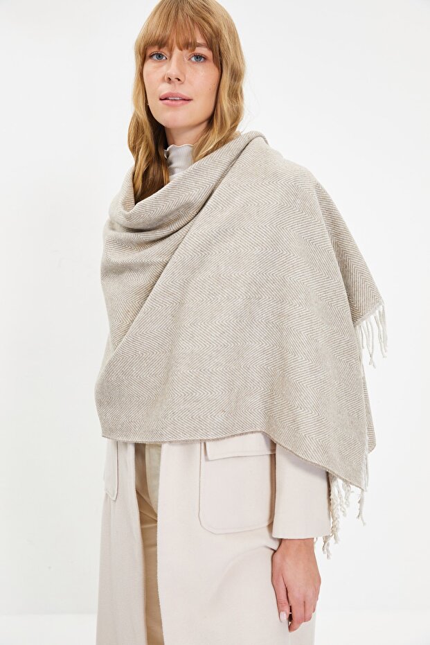 Mink puha textúrájú női sál TWOAW22AT0039 - 1