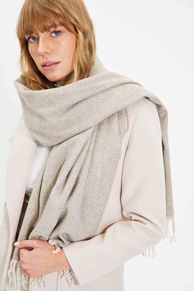 Mink puha textúrájú női sál TWOAW22AT0039 - 4