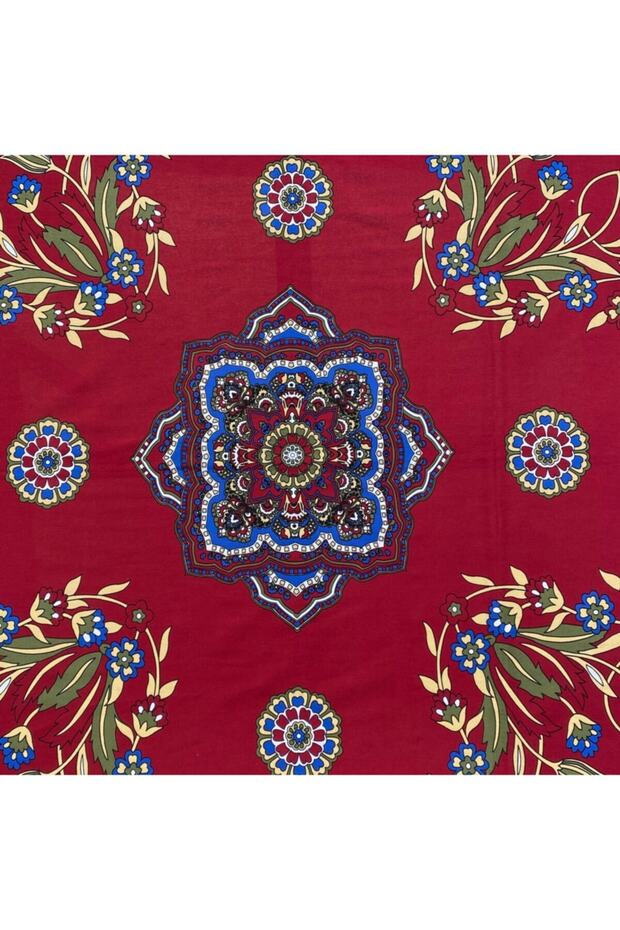 Red Tulip Patterned Square Tablecloth - 3