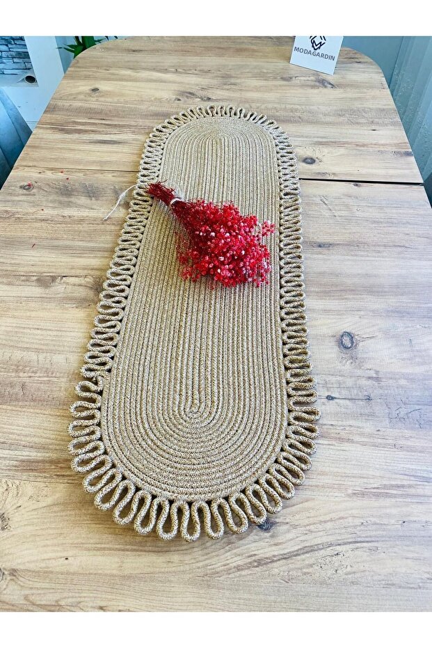 Jute, Wicker, Decorative Tablecloth, Runner 35X100 Cm, American Service, Coffee Table Cover, Bohemian Style