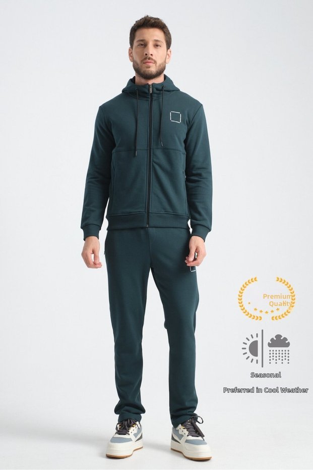 Dark Green Men's Tracksuit Set Seasonal Luxe Quality Cotton