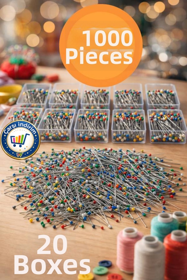 20 Boxes (1,000 Pcs) Hijab Pins Colorful Scarf Pins Muslim Turban Shawl Pins Bulk Pins