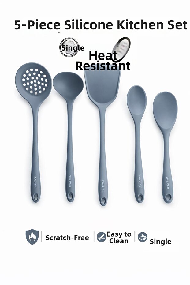 5-Piece Set of Hard-End Heat-Resistant Spatula-Colander-Pot Spoon-Dipper-Deep Spoon