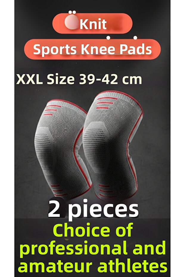 XXL BDN 2 قطعة من واقي الركبة الرياضي المحبوك ثلاثي الأبعاد لتخفيف الآلام ودعم الركبة القابل للتنفس