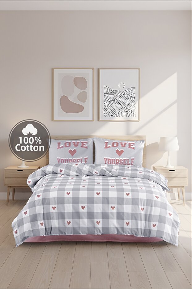 Love Yourself 100% Cotton King Size Duvet Cover Set