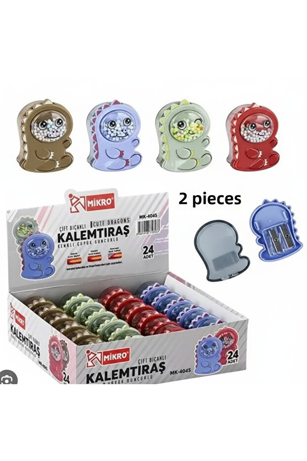 Pencil Sharpener 2 Pieces Cute Cute Pencil Sharpener with Dinosaurs 2 Compartments