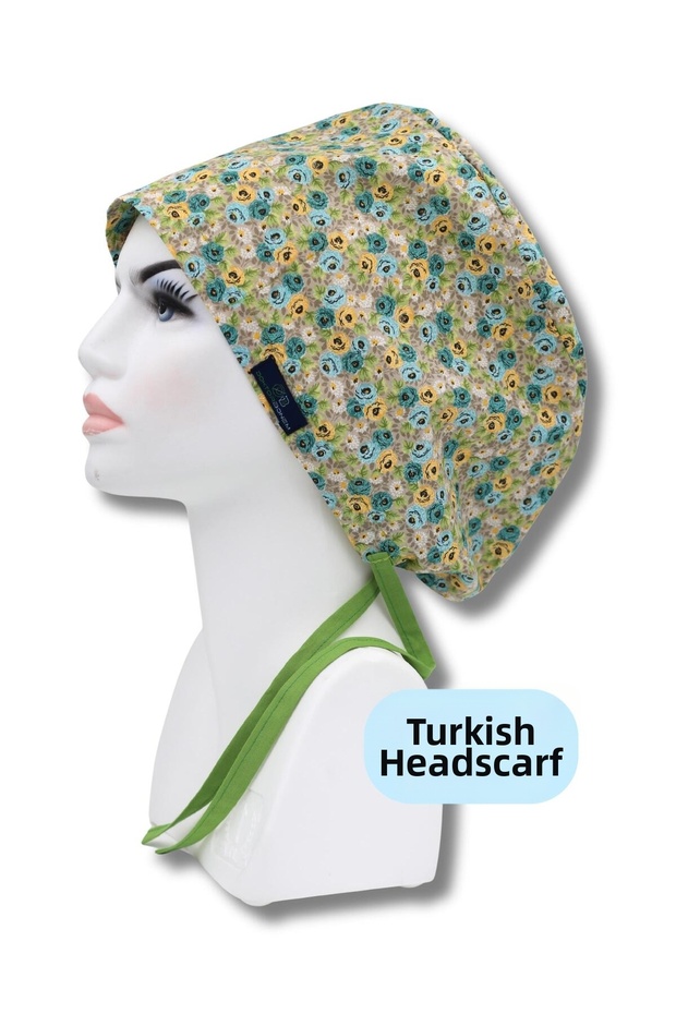 Hijab Size Ivy Roses Yellow Blue Surgical Cap Doctor Nurse Health Worker Hospital Cap