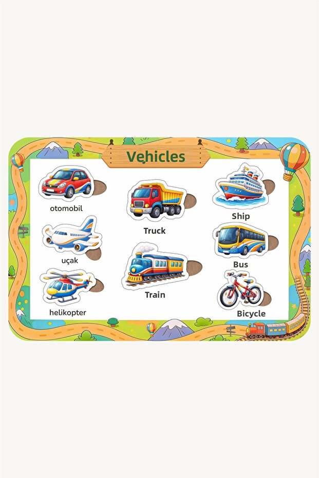 Wooden Vehicles-1, Turkish Educational and Instructional Puzzle