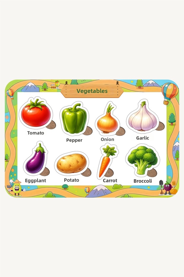Wooden Vegetables Turkish Educational and Learning Puzzle