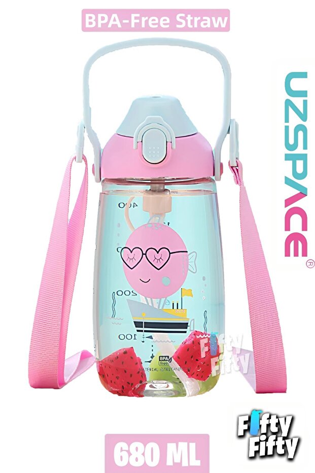 680 ml Tritan Children's Water Bottle with Straw and Neck Strap - Boxed - Ffuz 2202680