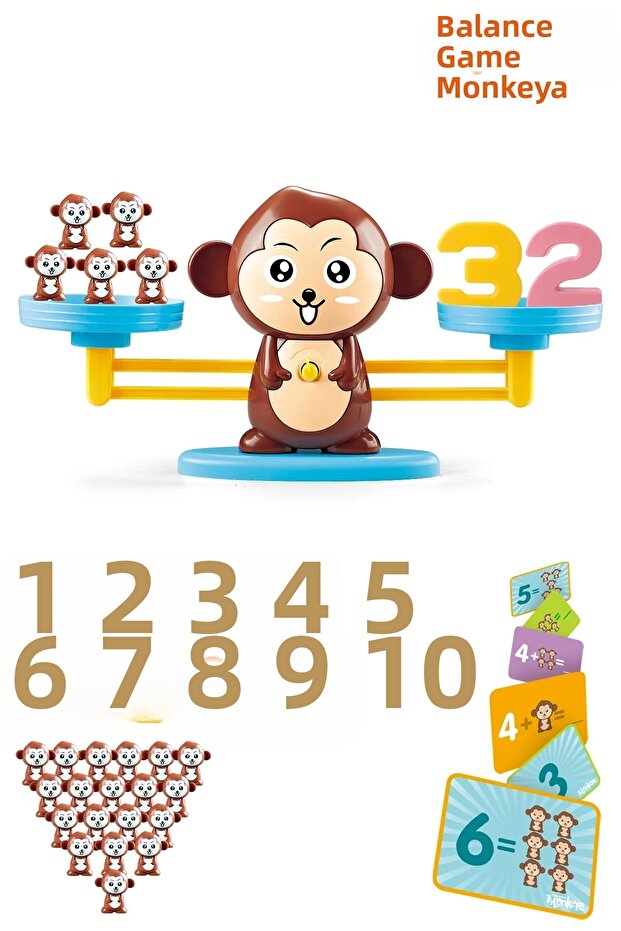 لعبة تعلم توازن القرد - مجموعة تعليمية للرياضيات مع بطاقة المعالجة - 4