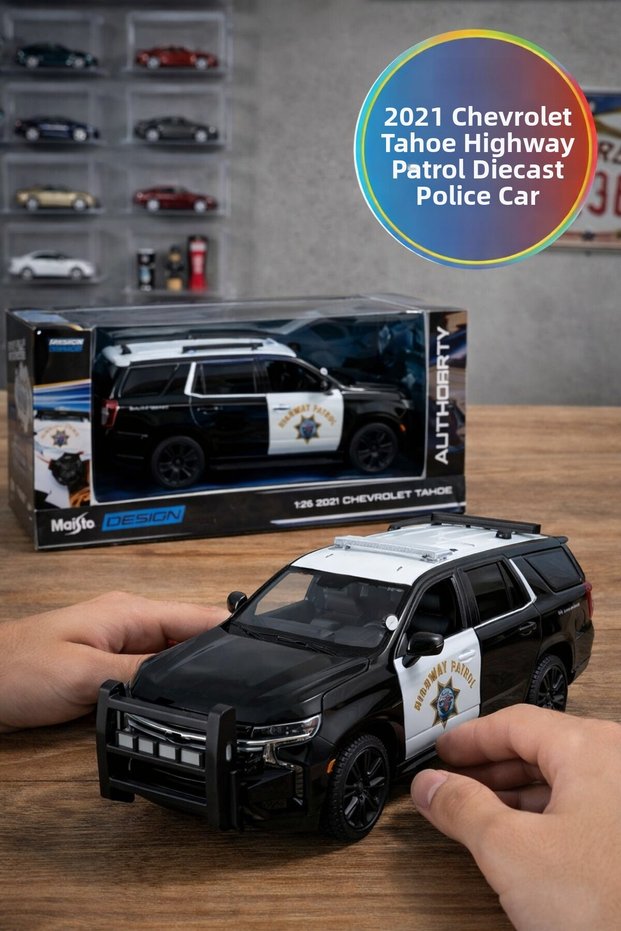 Maisto 2021 Chevrolet Tahoe Highway Patrol Metal Body Police Car with Opening Doors