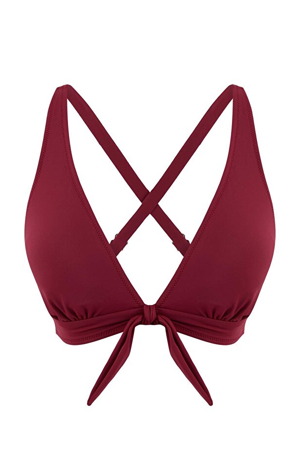 Bordo Üçgen Kaplı Klora&Suya Dayanıklı Uzun Ömürlü LYCRA® XTRA LIFE Bikini Üstü TBESS26BU00006 - 5